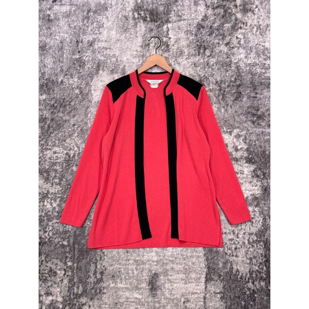 Misook Jacket Small Womens Pink Knit Open Front Accented Blazer